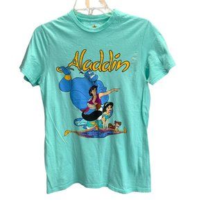 Disney Aladdin T Shirt size S Aqua Mint Graphic Jasmine Genie Short Sleeve